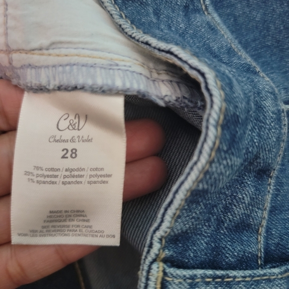 Chelsea & Violet Women's Fringe Frayed Hem Summer Denim Short Sz 28 Festival - Picture 6 of 8